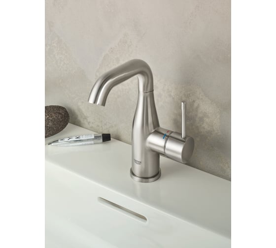 Смеситель для раковины GROHE Essence с донным клапаном, M-Size, суперсталь 24173DC1