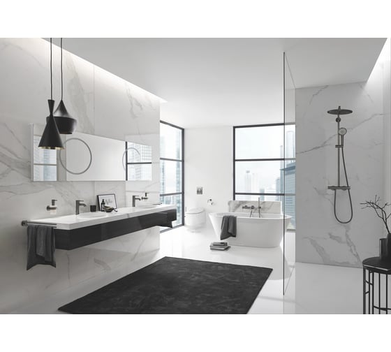 Смеситель для раковины GROHE Essence с донным клапаном, S-Size, темный графит матовый 24171AL1