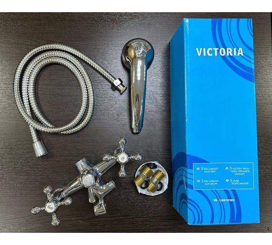 Смеситель двухрычажный Victoria керамическая кран-букса, 1/2" CROSS-5