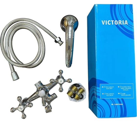 Смеситель двухрычажный Victoria керамическая кран-букса, 1/2" CROSS-5