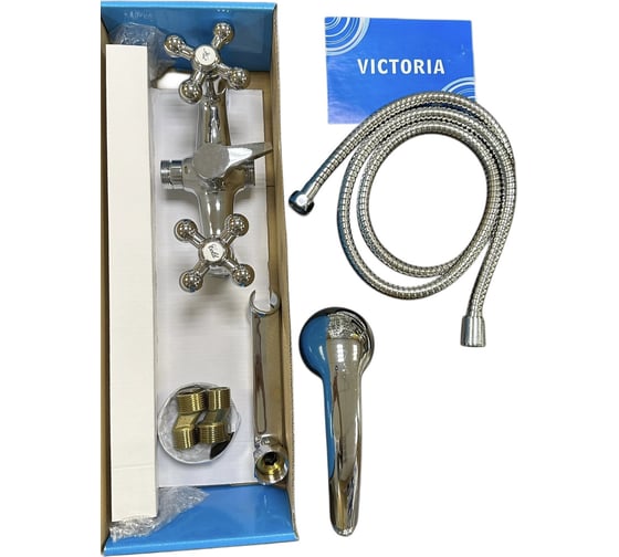 Смеситель двухрычажный Victoria керамическая кран-букса, 1/2", толстый корпус CROSS-9