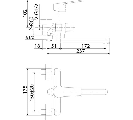 Смеситель для ванны Milardo Helic HELSB02M02