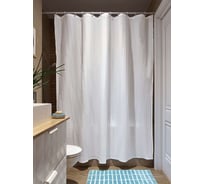 Занавеска (штора) для ванной комнаты Moroshka Sukhona тканевая 180x200 см, цвет белый 980-301-02