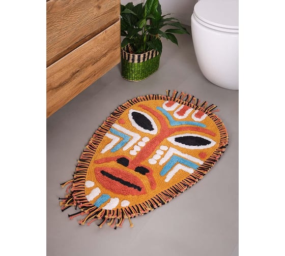 Мягкий коврик для ванной комнаты Moroshka Bantu 50x76 см, цвет желтый, оранжевый, белый, голубой, черный 942-303-01