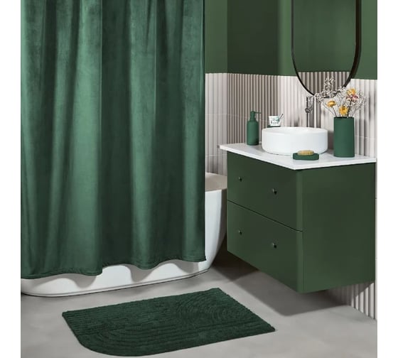 Мягкий коврик для ванной комнаты Moroshka Velvet 60x90 см, цвет зеленый 982-303-01