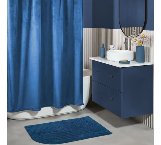 Мягкий коврик для ванной комнаты Moroshka Velvet 60x90 см, цвет синий 982-303-02