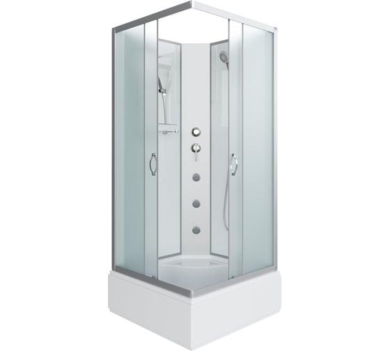 Душевая кабина NIAGARA NG-1108-14BKG, 900x900x2000 мм, средний поддон 26 см, стекло матовое, 4 места, с полкой 11081424BKG