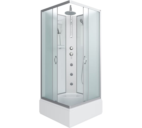 Душевая кабина NIAGARA NG-1108-14BKTG, 900x900x2100-2400 мм, средний поддон 26 см, стекло матовое, 4 места, с полкой 11081424BKTG