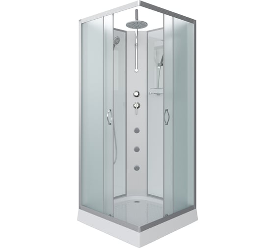 Душевая кабина NIAGARA NG-1101-14BKTG, 900x900x2100-2400 мм, низкий поддон 13 см, стекло матовое, 3 места, с полкой 11011423BKTG