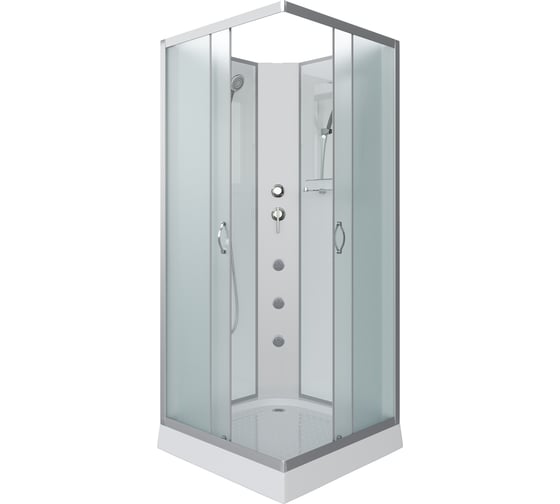 Душевая кабина NIAGARA NG-1101-14BKG, 900x900x2000 мм, низкий поддон 13 см, стекло матовое, 3 места, с полкой 11011423BKG