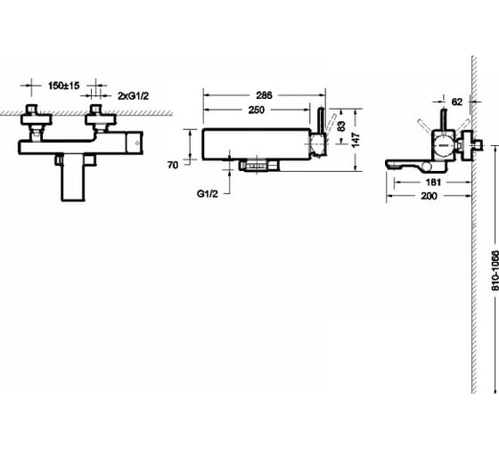 Смеситель для ванны и душа Bravat Arc F66061C-01A-ENG 00-00248802