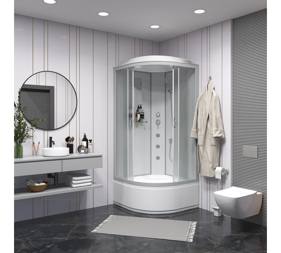 Душевая кабина NIAGARA NG-2307-14G, 800x800x2150 мм, высокий поддон 40 см, стекло матовое, 4 места 23071424G