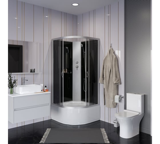 Душевая кабина NIAGARA NG-2508-14BK, 900x900x2000 мм, высокий поддон 40 см, стекло тонированное, 4 места 25081434BK