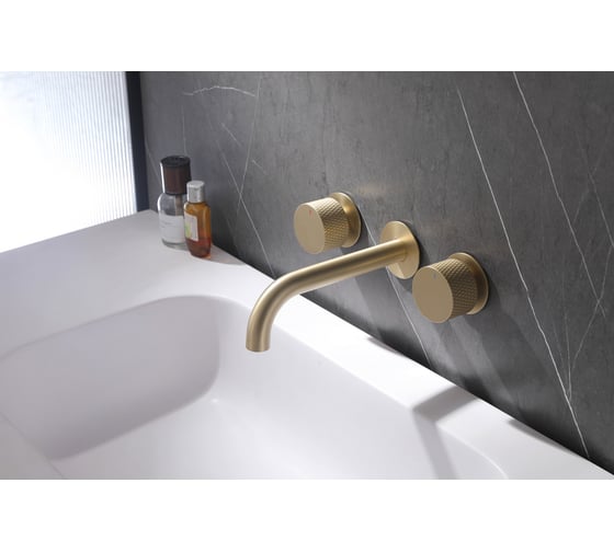 Смеситель для раковины ABBER Wasser Kreis скрытого монтажа, золото матовое AF81122G