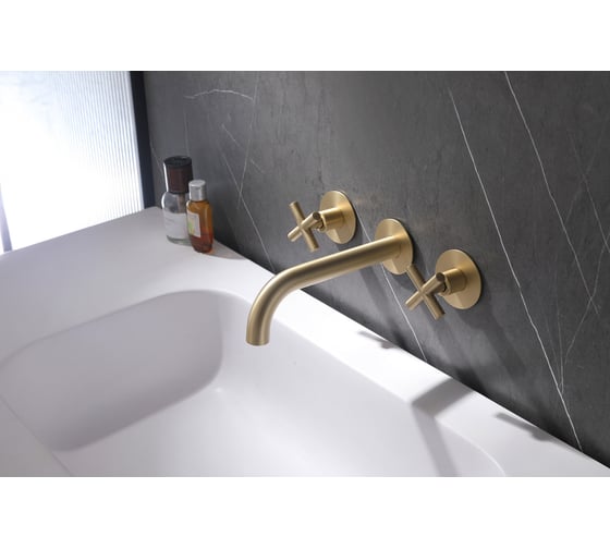 Смеситель для раковины ABBER Wasser Kreis скрытого монтажа, золото матовое AF81121G