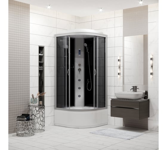 Душевая кабина NIAGARA NG-2509-14F, 1000x1000x2150 мм, высокий поддон 40 см, стекло тонированное, 4 места 25091434F