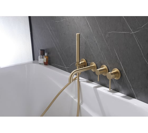 Смеситель для ванны ABBER Wasser Kreis скрытого монтажа, золото матовое AF8130G