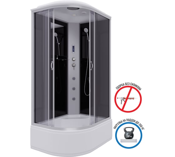 Душевая кабина NIAGARA NG-2510-14RF, 1200x800x2150 мм, высокий поддон 40 см, стекло тонированное, 4 места 25101434RF