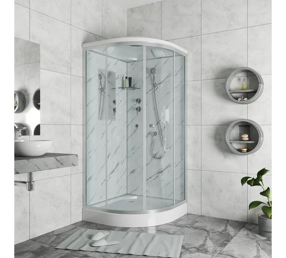 Душевая кабина NIAGARA NG-, 900x900x2100 мм,  низкий поддон 15 см, стенки мрамор, 3 места 7701M