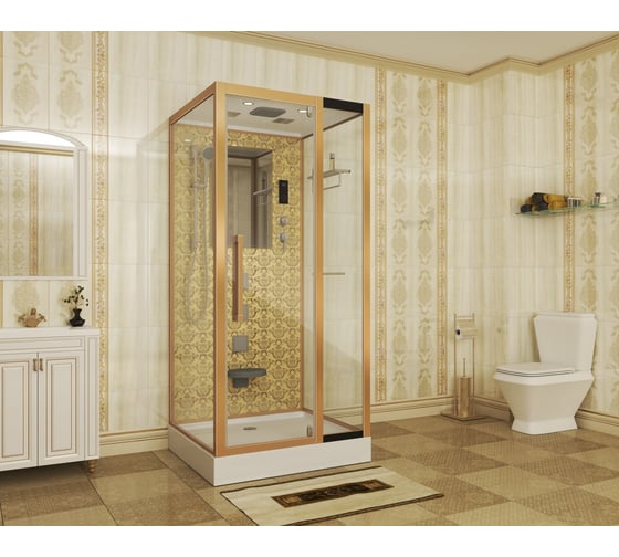 Душевая кабина NIAGARA NG-, 1000x900x2150 мм, низкий поддон, стенки золото, 5 мест 7714G