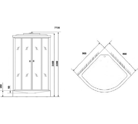 Душевая кабина NIAGARA NG-, 900x900x2150 мм, низкий поддон, стенки белые, 4 места 7715W