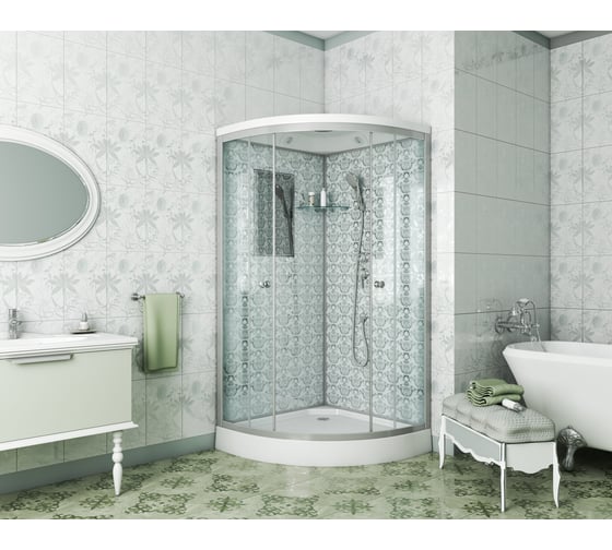 Душевая кабина NIAGARA NG-, 900x900x2100 мм, низкий поддон 15 см, стенки белые, 3 места 7701W