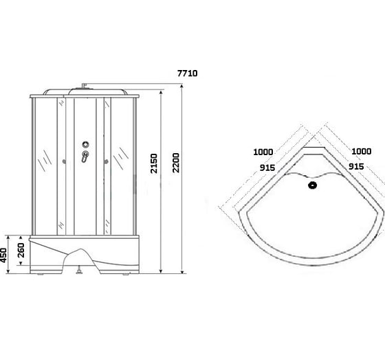 Душевая кабина NIAGARA NG- 1000x1000x2150 мм, высокий поддон, стенки золото, 4 места 7710G