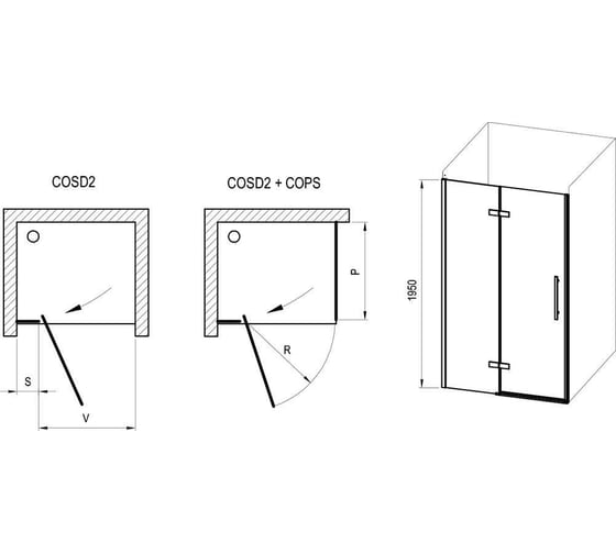 Душевая дверь RAVAK COSD2-110 черный + Транспарент X0VVDC300Z1