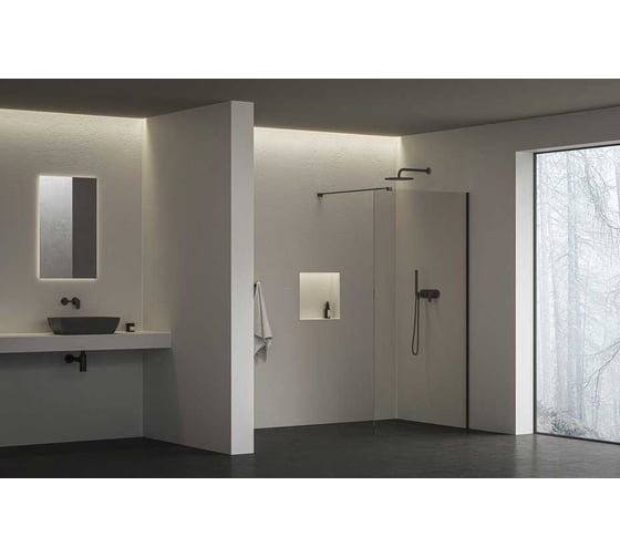 Душевая перегородка RAVAK ST Walk-In Wall AIR 1100 черный + транспарент GW9WD0300Z1C