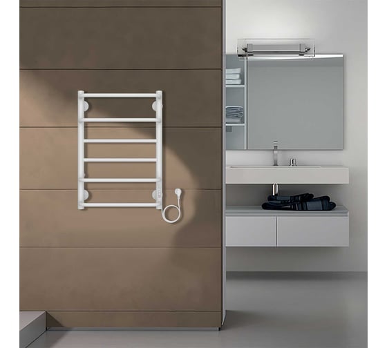 Электрический полотенцесушитель Azario MILAN 400/600, R, 6 перекладин, белый 00088239