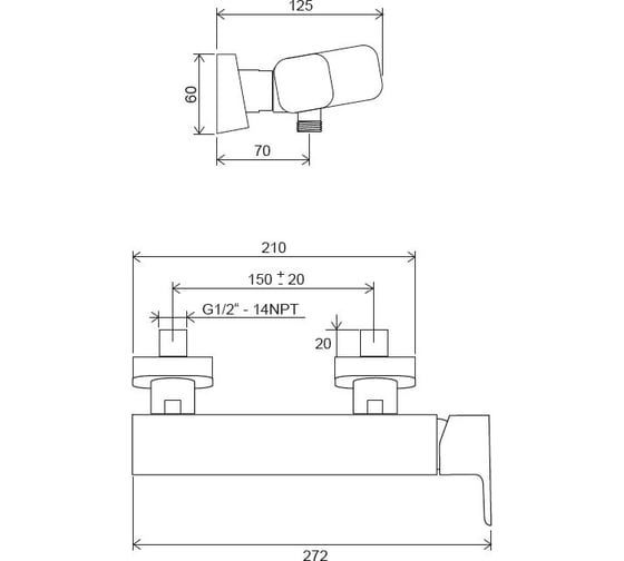 Смеситель для душа RAVAK TD F 032.20/150 черный X070153