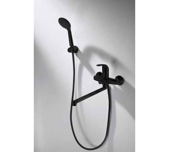 Смеситель для ванны Bravat c длинным изливом с аксессуарами Fit F6135188BM-LB-RUS 00-00257447