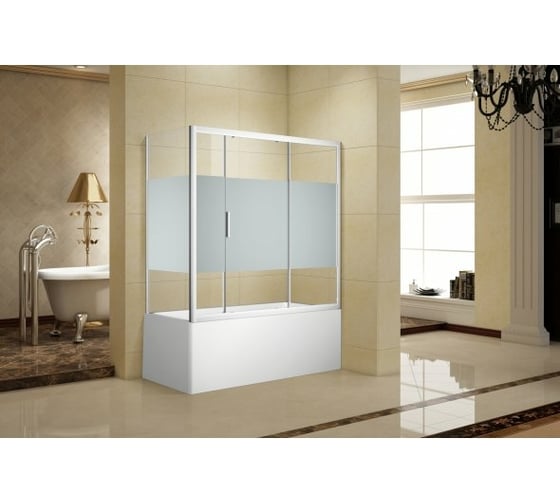 Шторка для ванны Aquanet AE10-B-180H150U-CP Practic 1800 мм, хром, полоска, 6 мм 00243614