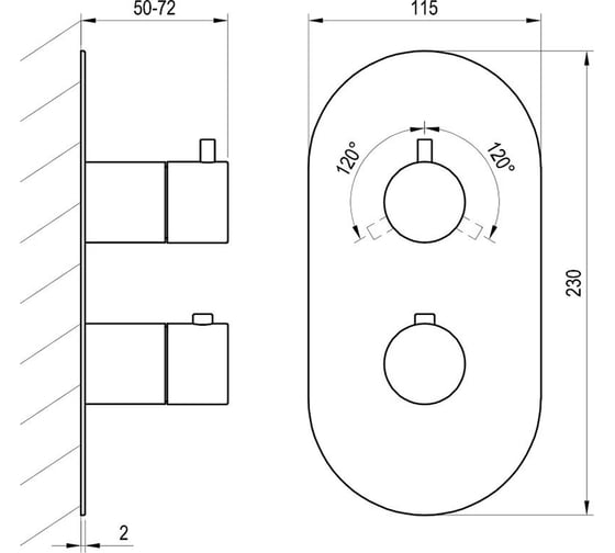Смеситель скрытого монтажа RAVAK ES 067.20GB.O3 графит (3 вывода) + нужен RB07C.50 (X070232) X070326