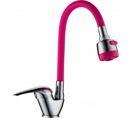 Однорычажный смеситель для кухни I-Tech SOLAR 41 гибкий излив, красный, гайка I 06 187