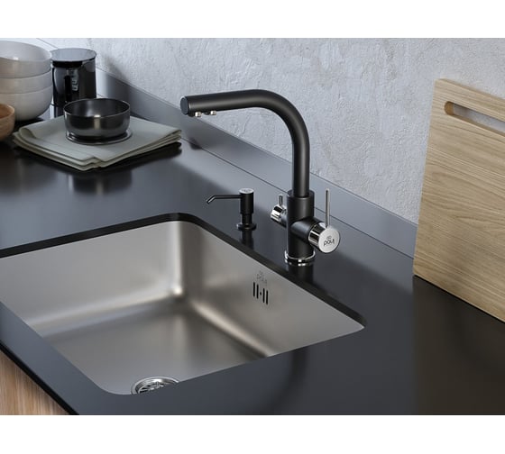 Смеситель для кухни Paulmark ESSEN антрацит полностью Es213011-401TB