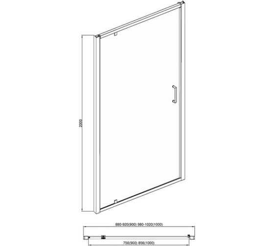 Душевая дверь BRAVAT Blackline BD100.4111B 900x2000 мм, профиль черный алюминий анодированный 00-00251966