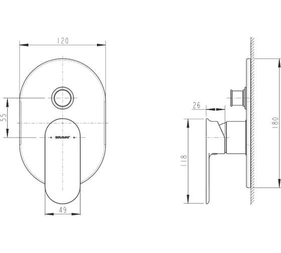 Смеситель Bravat Gina PB865104CP-2-ENG для ванны с душем 00-00041386