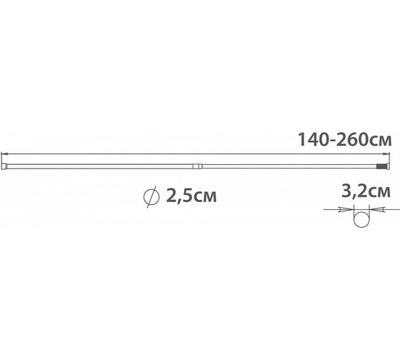 Карниз для ванной Fixsen FX-51-201 раздвижной, 140-260 см, нержавеющая сталь-хром 00048690