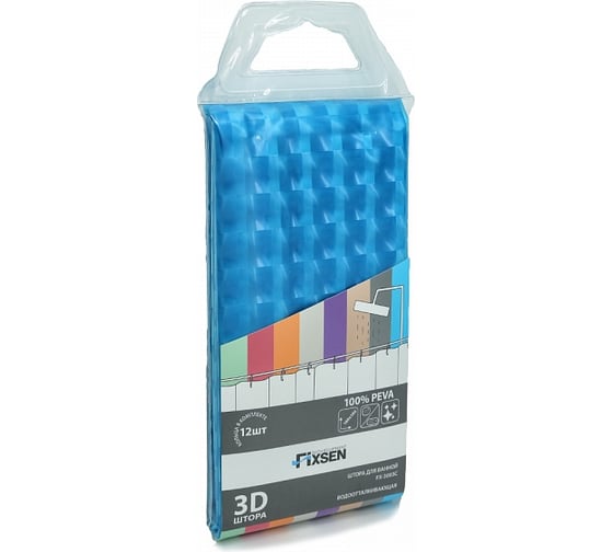 Шторка для ванной Fixsen FX-3003C голубая 00043846