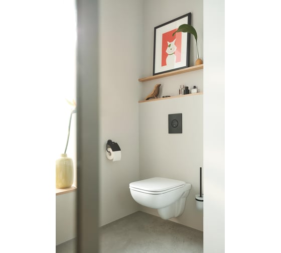 Держатель для туалетной бумаги Grohe Essentials с крышкой, матовый черный 1024652430