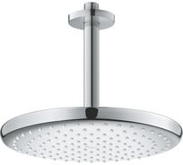 Верхний душ Grohe Tempesta 250, круглый, низ-хром, верх-белый, + душевой кронштейн потолочный 142 мм, хром 26669000