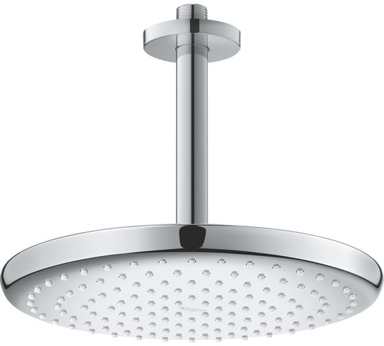 Верхний душ Grohe Tempesta 250, круглый, низ-хром, верх-белый, + душевой кронштейн потолочный 142 мм, хром 26669000
