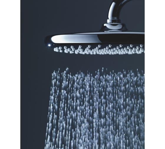 Верхний душ Grohe Tempesta 250, круглый, низ-хром, верх-белый, + душевой кронштейн потолочный 142 мм, хром 26669000