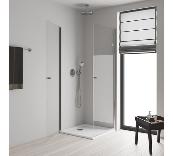 Верхний душ Grohe Tempesta 250, круглый, низ-хром, верх-белый, + душевой кронштейн потолочный 142 мм, хром 26669000
