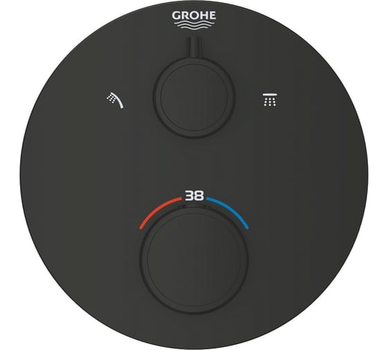Внешняя часть термостата для душа Grohe Grohtherm на 2 потребителя, круглая, матовый черный 1022082430