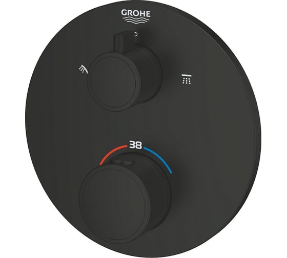 Внешняя часть термостата для душа Grohe Grohtherm на 2 потребителя, круглая, матовый черный 1022082430