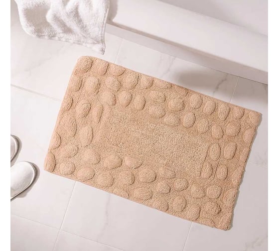 Мягкий коврик  для ванной комнаты VERRAN Stones 50x80 см, цвет бежевый 024-60
