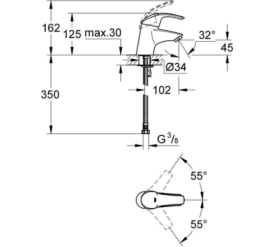 Смеситель для раковины GROHE Eurosmart, хром 32467001