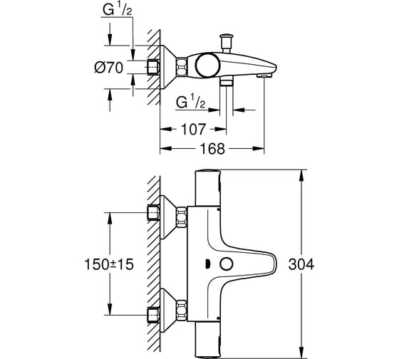 Термостат для ванны Grohe Precision Start внешнего монтажа, матовый черный 345982430